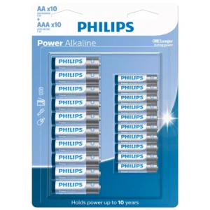 Pilhas Alcalinas AA e AAA Philips com 20