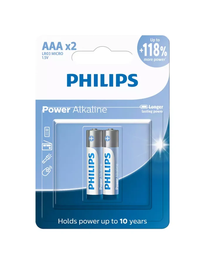Pilha Alcalina AAA Philips c/ 2 unidades - Imagem 1