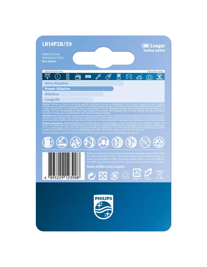 Pilha Philips Alcalina C C/ 2 unidades - Imagem 2