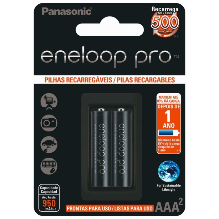 Pilha Palito Recarregável Preta Eneloop Pro AAA Panasonic C/ 2 - Imagem 1
