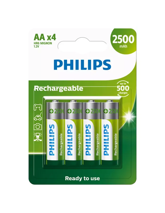 Pilha Philips Recarregável AA C/4 2500mah - Imagem 1