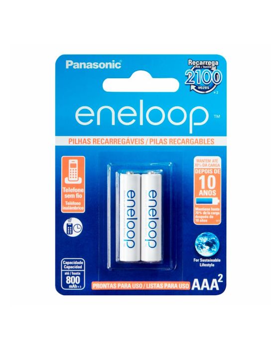 0103491A Pilha Panasonic Eneloop 800mah AAA Recarregável C/ 2 - Imagem 1