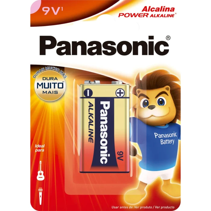 1 (12) Bateria Panasonic 9V alcalina c/1 - Imagem 1