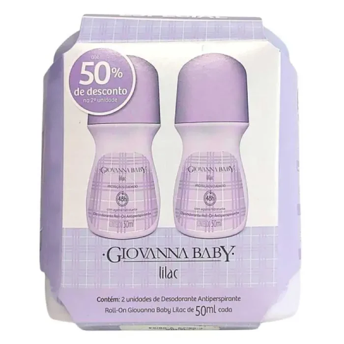 12568850 Kit Desodorante Antitranspirante Roll-On Giovanna Baby Lilac 48h 50ml 2 unidades - Imagem 1