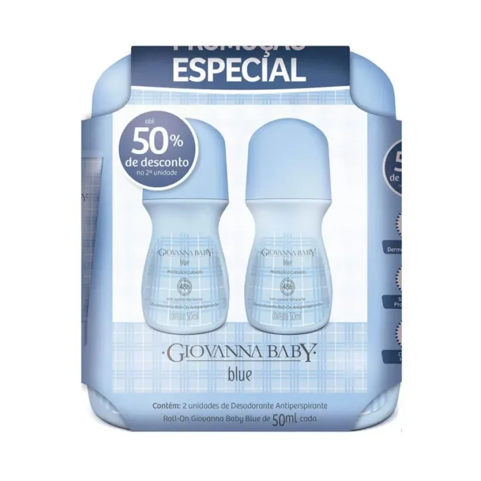 3485454 Kit Desodorante Antitranspirante Roll-On Giovanna Baby Blue 48h 50ml 2 unidades - Imagem 1