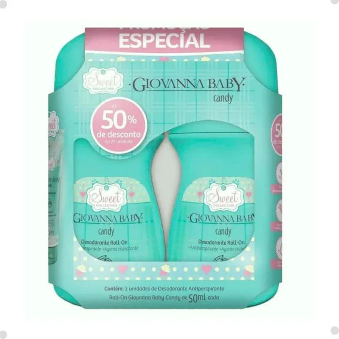 57390440204691 Kit Desodorante Antitranspirante Roll-On Giovanna Baby Candy 48h 50ml 2 unidades - Imagem 1