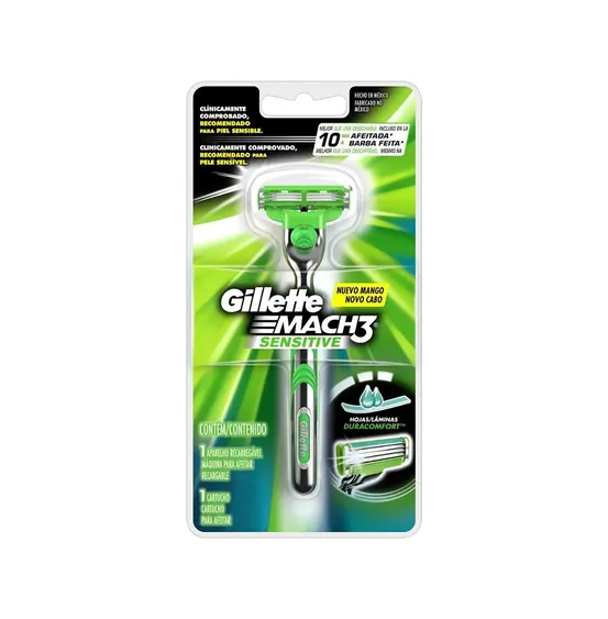 aparelho_de_barbear_mach_3_sensitive_c1un Aparelho de barbear Gillette Mach 3 Sensitive - Imagem 1