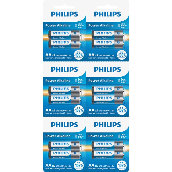 lr6p12s-ean4895229135673_1 Pilha Alcalina Philips Cartela AA 6x2 - Imagem 1